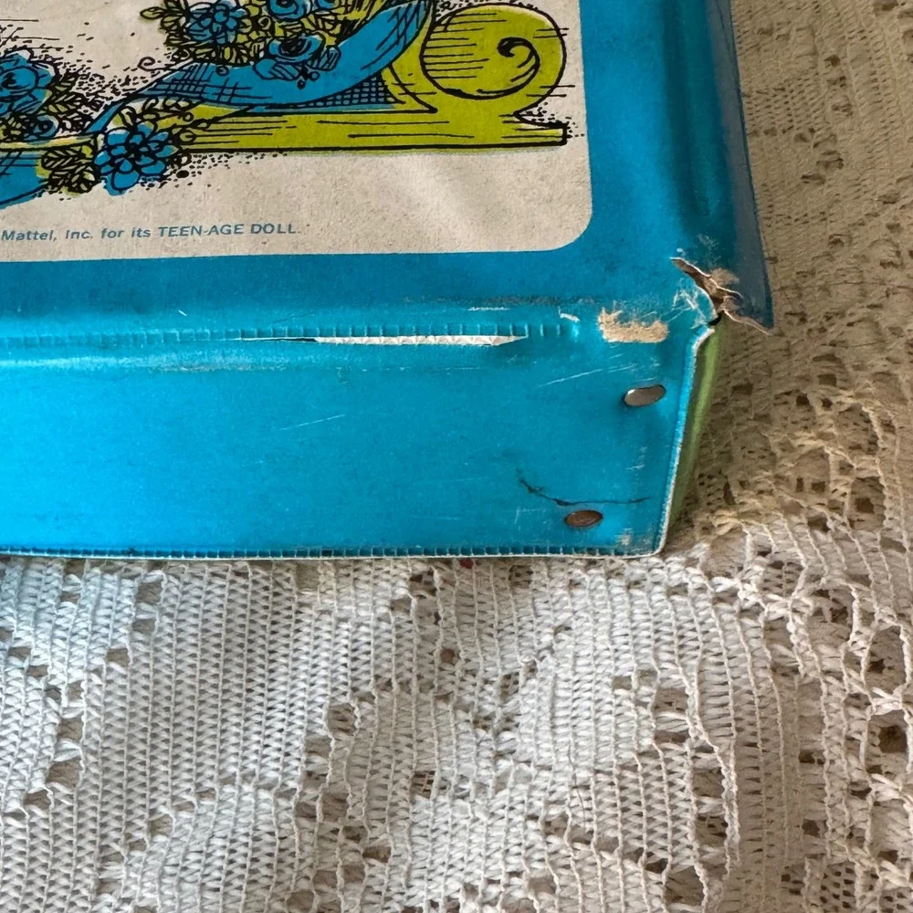 Vintage Barbie Doll Case Mattel 1969‎ Blue Green Carrying Storage Container